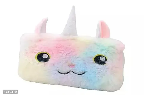 Unicorn Pencil Case Pencil Bag Faux Fur Pencil Pouch Pen Storage Bag For School Pencils Stationery Organizer Girls Makeup Bag-thumb0