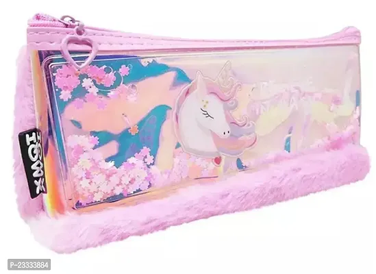 Trending Unicorn Pouch For Girls Made Of Feather Pencil Box/Pouch, Too Soft With Feather (Set Of 1, Multicolor)