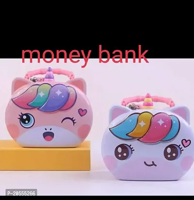 Gomerrykids Cute Unicorn Money Piggy Bank/Unicorn Coin Bank/Unicorn Coin Box For Kids (Pack Of 1)-thumb0