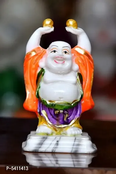 Crafteno Small Laughing Buddha Statue Idol for for Health, Wealth  Prosperity Decorative Showpiece-thumb0