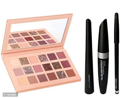 Nude eyeshadow palette 18 colors makeup palette with 3 in 1 eyeliner mascara  kajal