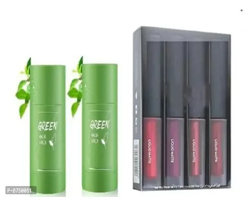 Deep Cleansing Purifying Green Stick Mask With 4 in 1 mini matte lipstick