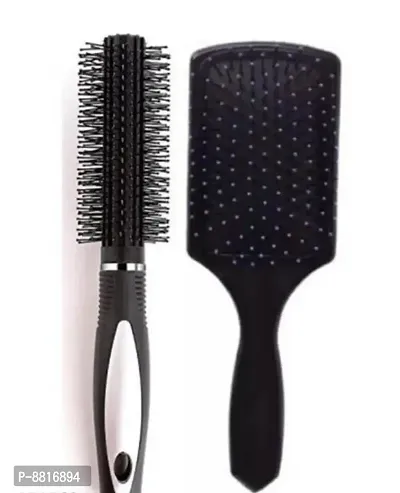 Paddle Hair Brush Comb With Premium Roller Comb With Soft Bristles Green Pack Of 2-thumb0