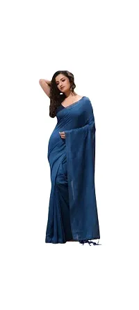 Ritisha Saree Womens Handloom Cotton Silk Saree with Unstitched Blouse Piece