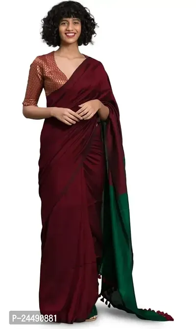 Ritisha Saree Women's Handloom Cotton Silk Saree with Unstitched Blouse Piece (Tiya)