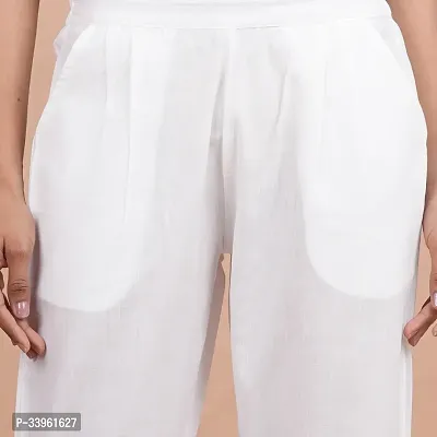 Women Casual Cotton Regular Fit White Trouser Pant-thumb3