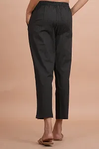 Women Casual Cotton Regular Fit Black  Trouser Pant-thumb2