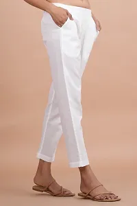 Women Casual Cotton Regular Fit White Trouser Pant-thumb1