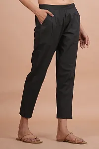 Women Casual Cotton Regular Fit Black  Trouser Pant-thumb3