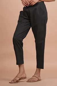 Women Casual Cotton Regular Fit Black  Trouser Pant-thumb1