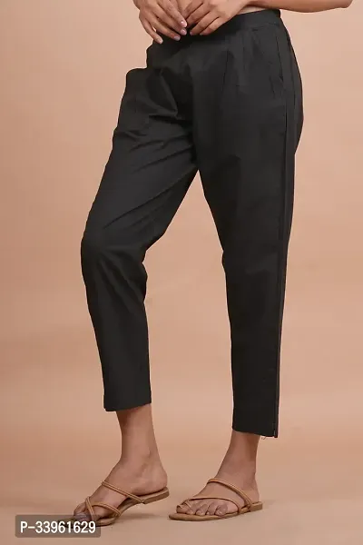 Women Casual Cotton Regular Fit Black  Trouser Pant-thumb2