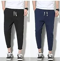 Stylish Multicoloured Cotton Blend Solid Regular Track Pants For Men Combo Of 2-thumb1