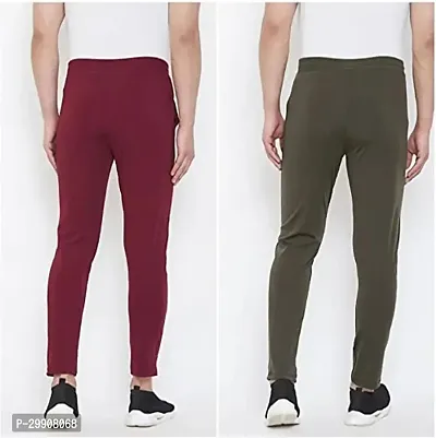 Stylish Multicoloured Cotton Blend Solid Regular Track Pants For Men Combo Of 2-thumb2