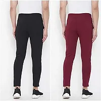 Stylish Multicoloured Cotton Blend Solid Regular Track Pants For Men Combo Of 2-thumb1