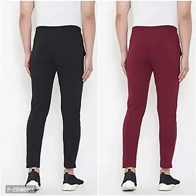 Stylish Multicoloured Cotton Blend Solid Regular Track Pants For Men Combo Of 2-thumb2