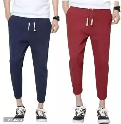 Comfortable Multicoloured Cotton Blend Regular Track Pants For Men Pack of 2-thumb0