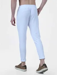 Stylish White Cotton Blend Solid Dry Fit Track Pant For Men-thumb1