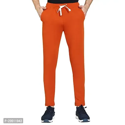 Stylish Orange Cotton Blend Solid Dry Fit Track Pant For Men-thumb0