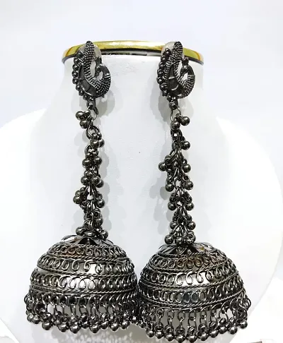 Metal Earrings Hanging Chain with Stud German Jhumki Earring