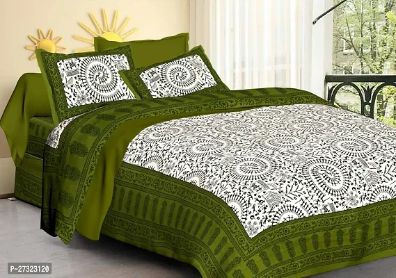 Cotton Double bedsheet with 2 pillow covers-thumb0