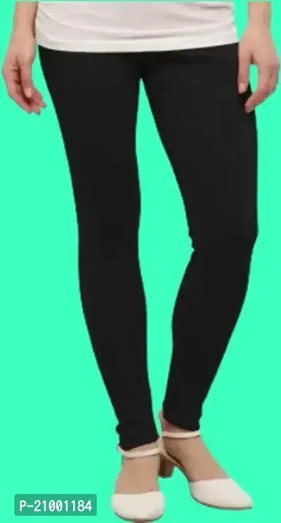 Black Viscose Lycra Solid Leggings