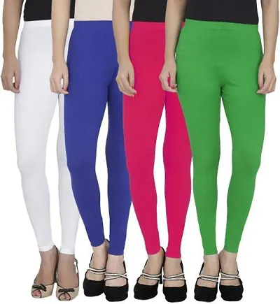 Buy Fablab Women's Cotton Lycra Ankle Length Leggings Combo Pack