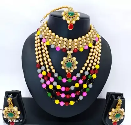 Stylish Multicoloured Alloy Beads Jewellery Set For Women