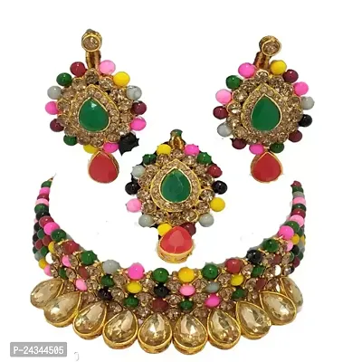 Stylish Multicoloured Alloy Beads Jewellery Set For Women