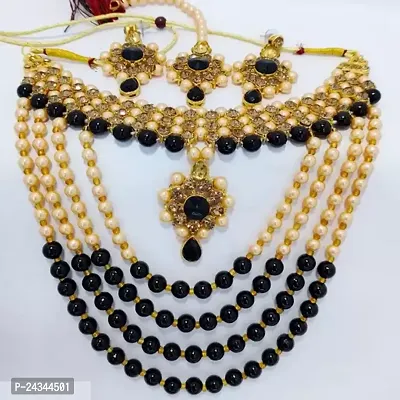 Stylish Black Alloy Beads Jewellery Set For Women