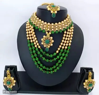 Stylish Green Alloy Beads Jewellery Set For Women