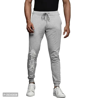 Trendy Black Cotton Printed Regular Track Pants For Men-thumb0