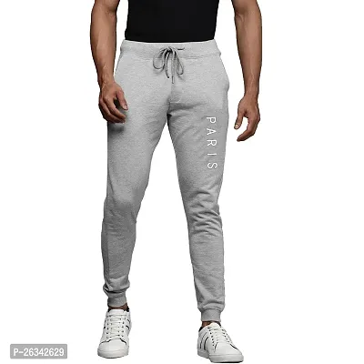 Trendy Black Cotton Printed Regular Track Pants For Men