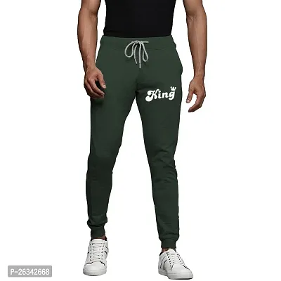 Trendy Navy Blue Cotton Printed Regular Track Pants For Men