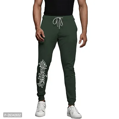 Trendy Silver Cotton Printed Regular Track Pants For Men