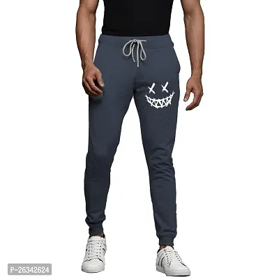 Trendy Black Cotton Printed Regular Track Pants For Men-thumb0