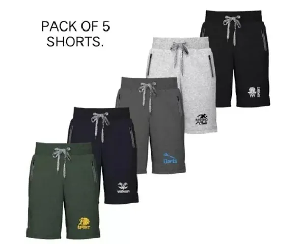 Classic Blend Solid Shorts for Men, Pack of 5