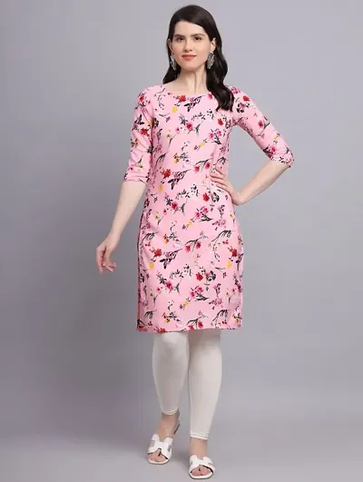 Crepe Floral Print Straight Kurti