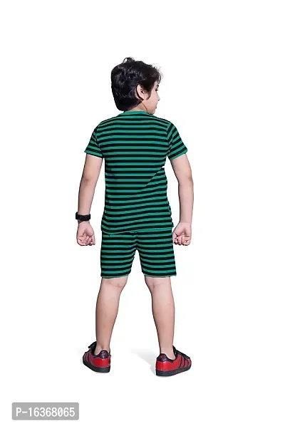 PEPP N HAGG 100% Cotton Biowash Boys All Over Striped Printed Set | Trendy | Stylish | Fashion| Good Quality (12-13 Years, GREEN)-thumb4