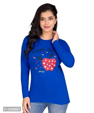 PEPP N HAGG 100% Cotton 180 GSM Ladies Full Sleeve T Shirt | Trendy | Fashion | Stylish Comfortable (Large, Blue 2)