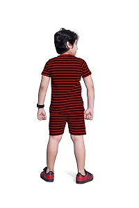 PEPP N HAGG 100% Cotton Biowash Boys All Over Striped Printed Set | Trendy | Stylish | Fashion| Good Quality (10-11 Years, RED)-thumb3