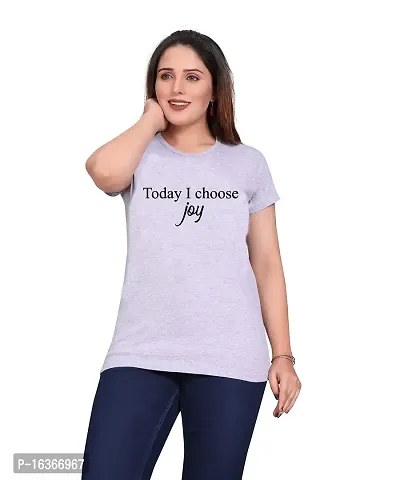 PEPP N HAGG Ladies 100% Cotton BIOWASH Half Sleeve Message Print T-Shirt |Latest | Fashion | Trendy | Stylish| Comfortable | Today I Choose Joy (Small, Melange)