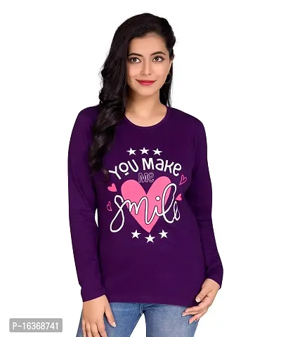 PEPP N HAGG 100% Cotton 180 GSM Ladies Full Sleeve T Shirt | Trendy | Fashion | Stylish Comfortable (Small, Purple 2)