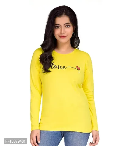 PEPP N HAGG 100% Cotton 180 GSM Ladies Full Sleeve T Shirt | Trendy | Fashion | Stylish Comfortable (Large, Yellow 2)