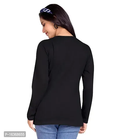 PEPP N HAGG 100% Cotton 180 GSM Ladies Full Sleeve T Shirt | Trendy | Fashion | Stylish Comfortable (Large, Black 2)-thumb4