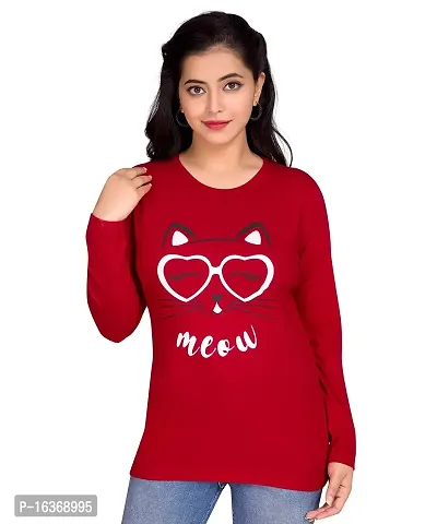 PEPP N HAGG 100% Cotton 180 GSM Ladies Full Sleeve T Shirt | Trendy | Fashion | Stylish Comfortable (Medium, Red 2)