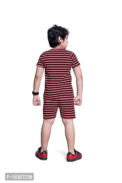 PEPP N HAGG 100% Cotton Biowash Boys All Over Striped Printed Set | Trendy | Stylish | Fashion| Good Quality (4-5 Years, PINK)-thumb4