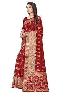 NITA CREATION Fashionista Women's Banarasi Jacquard Silk Woven Saree With Blouse Piece (Maroon)-thumb4