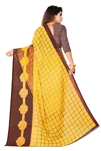 NITA CREATION Women's Georgette Woven Saree With Blouse Piece (Pavitra Woven Sarees_Yellow)-thumb3