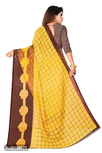 NITA CREATION Women's Georgette Woven Saree With Blouse Piece (Pavitra Woven Sarees_Yellow)-thumb4