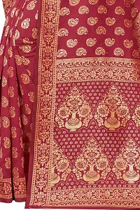 NITA CREATION Fashionista Women's Banarasi Jacquard Silk Woven Saree With Blouse Piece (Maroon)-thumb1